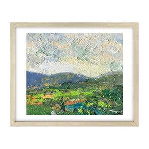 Abstract Landscape Painting, Cypres and Mountain Painting, Small Oil Painting, Impasto Art-artworkcanvas