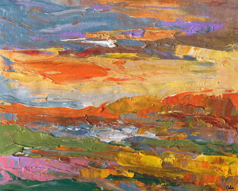 Heavy Texture Acrylic Painting, Small Painting, Abstract Landscape Art ...