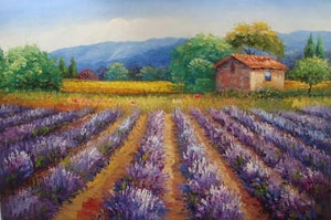 Lavender Field, Canvas Painting, Landscape Painting, Wall Art, Large Painting, Living Room Wall Art, Oil Painting, Canvas Art, Autumn Painting-artworkcanvas