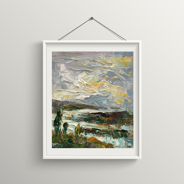 Heavy Texture Oil Painting, Mountain Landscape Painting, Small Oil Painting, Abstract Painting,10X12 inch-artworkcanvas