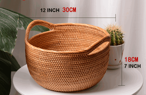 Woven Storage Basket, Kitchen Storage Basket, Large Rattan Basket, Kitchen Storage Ideas, Round Storage Basket-artworkcanvas
