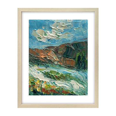Canvas Painting, Mountain River Landscape Painting, Small Oil Painting, Heavy Texture Oil Painting, 8X10 inch-artworkcanvas
