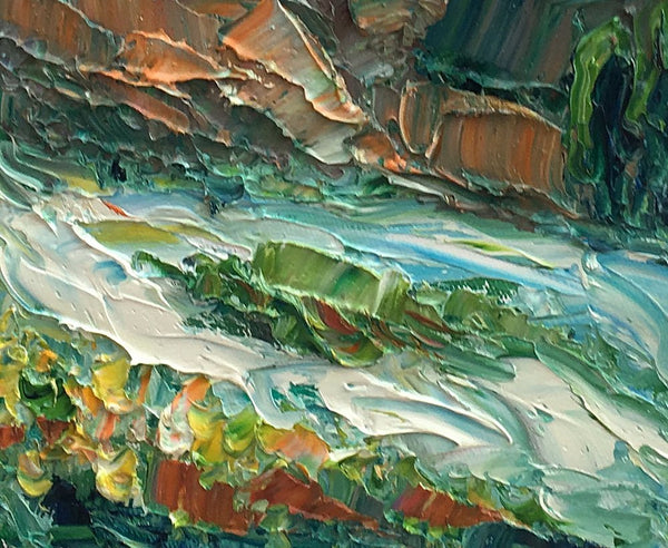 Canvas Painting, Mountain River Landscape Painting, Small Oil Painting, Heavy Texture Oil Painting, 8X10 inch-artworkcanvas