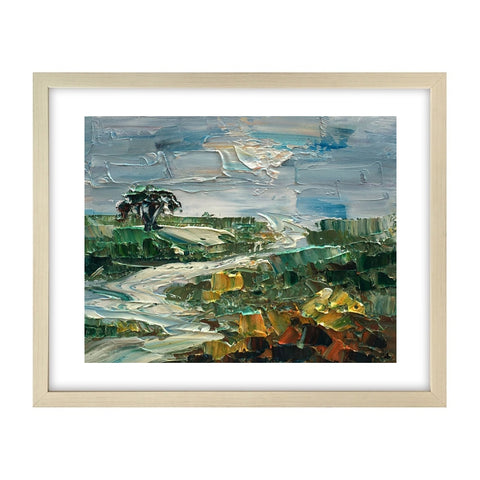 Tree River Landscape Painting, Canvas Painting, Small Oil Painting, Heavy Texture Oil Painting, 8X10 inch-artworkcanvas