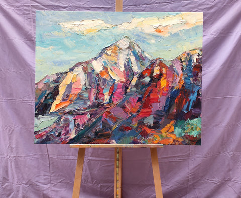 Abstract Mountain Painting, Landscape Wall Art Paintings, Custom Original Landscape Painting, Mountain Landscape Painting-artworkcanvas
