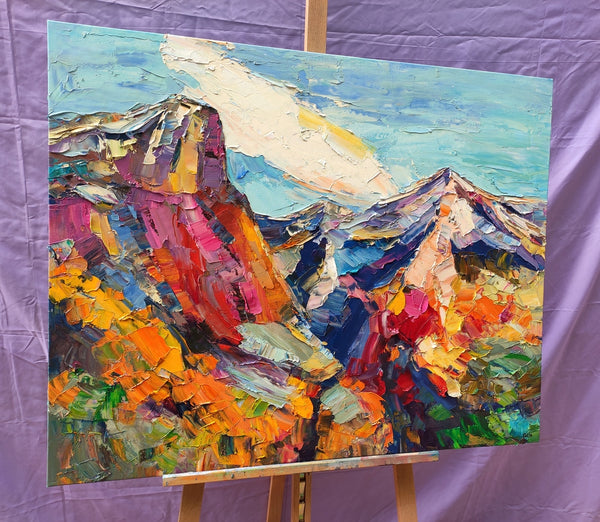 Abstract Art Landscape, Canvas Wall Art Paintings, Mountain Landscape Painting, Custom Landscape Oil Painting-artworkcanvas