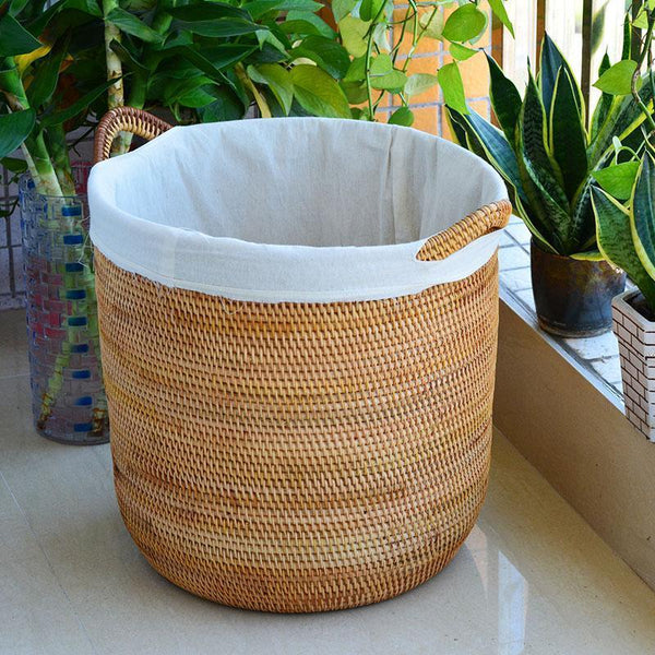 Extra Large Rattan Storage Baskets, Oversized Laundry Storage Baskets, Round Storage Baskets, Storage Baskets for Clothes, Storage Baskets for Bathroom-artworkcanvas