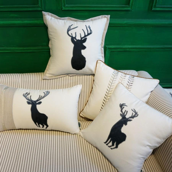 Embroider Elk Cotton Pillow Cover, Decorative Throw Pillow, Sofa Pillows, Home Decor-artworkcanvas