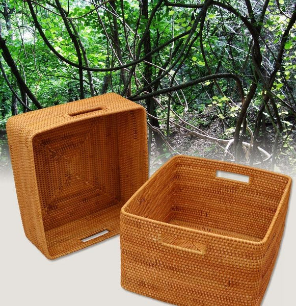 Rectangular Storage Basket for Shelves, Rattan Storage Basket for Kitchen, Storage Baskets for Bathroom, Woven Storage Baskets for Clothes-artworkcanvas