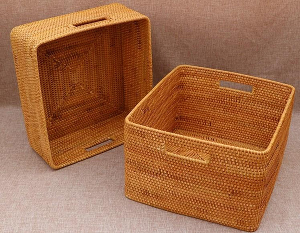 Rectangular Storage Basket for Shelves, Rattan Storage Basket for Kitchen, Storage Baskets for Bathroom, Woven Storage Baskets for Clothes-artworkcanvas