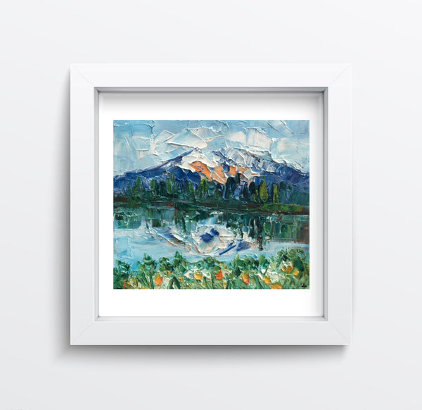 Heavy Texture Oil Painting, Mountain Lake Painting, Small Oil Painting, Abstract Painting,10X12 inch-artworkcanvas