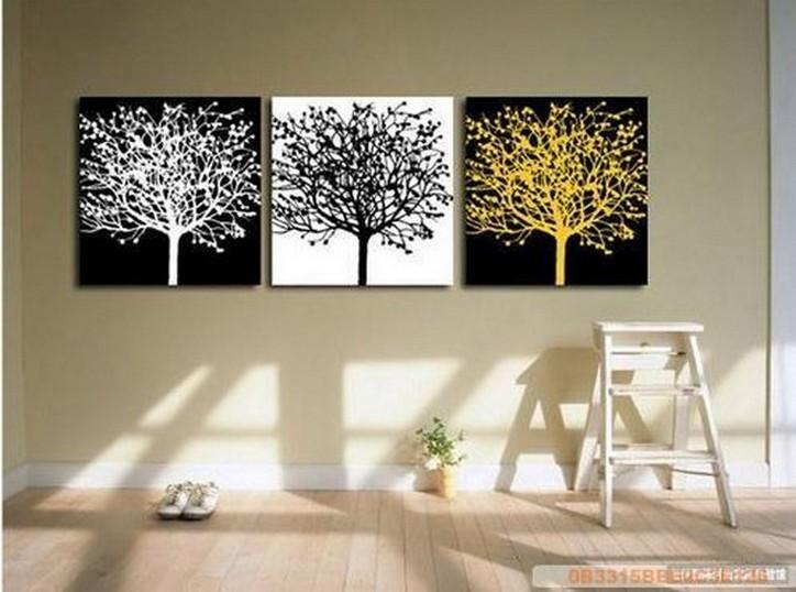 Black and White Art, Abstract Painting, 3 Piece Canvas Painting, Modern Art, Huge Painting, Tree of Life Art Painting-artworkcanvas