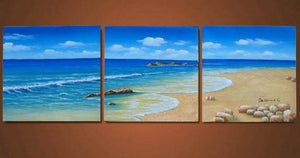 Seashore Painting, Landscape Art, Canvas Painting, Wall Art, Large Oil Painting, Living Room Wall Art, Modern Art, 3 Piece Wall Art, Huge Painting-artworkcanvas