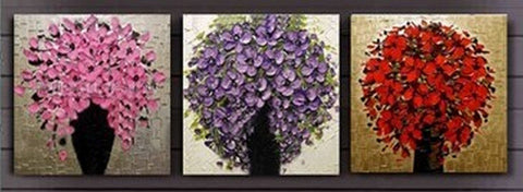 Flower Art, Heavy Texture Art, Wall Art, Large Oil Painting, Living Room Wall Art, 3 Piece Wall Art, Huge Painting-artworkcanvas