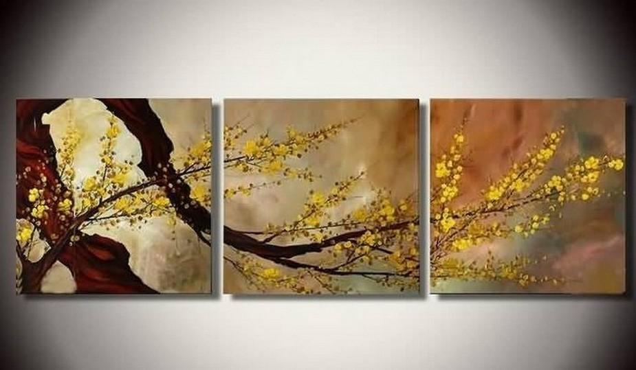 Abstract Art, Plum Tree in Full Bloom, Flower Art, Abstract Painting, Canvas Painting, Wall Art, 3 Piece Wall Art-artworkcanvas