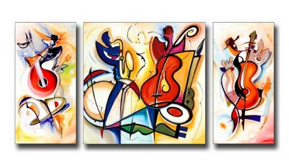 Canvas Painting, Violin Player, Abstract Art, Large Oil Painting, Living Room Wall Art, Contemporary Art, 3 Piece Wall Art, Huge Wall Art-artworkcanvas