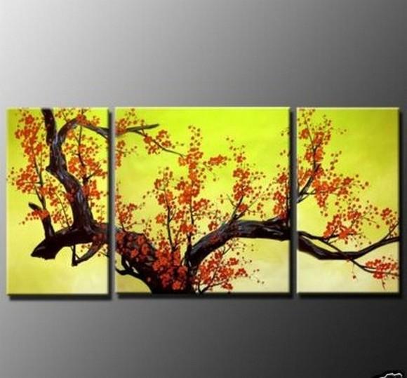 Flower Painting, Plum Tree, Wall Art, Abstract Art, Canvas Painting, Large Oil Painting, Living Room Wall Art, Modern Art, 3 Piece Wall Art, Huge Art-artworkcanvas