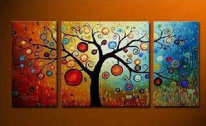 Heavy Texture Painting, Tree of Life Painting, 3 Piece Canvas Painting, Extra Large Painting, Huge Art-artworkcanvas