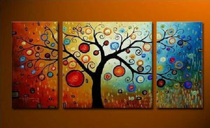Heavy Texture Painting, Tree of Life Painting, 3 Piece Canvas Painting, Extra Large Painting, Huge Art-artworkcanvas