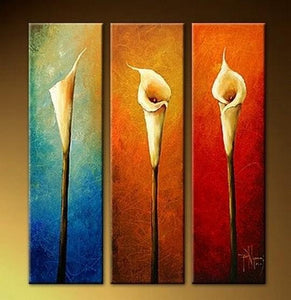 Calla Lily Art, Abstract Art, Flower Art, Bedroom Wall Art, Large Art, Wall Painting, 3 Piece Wall Art, Canvas Art-artworkcanvas