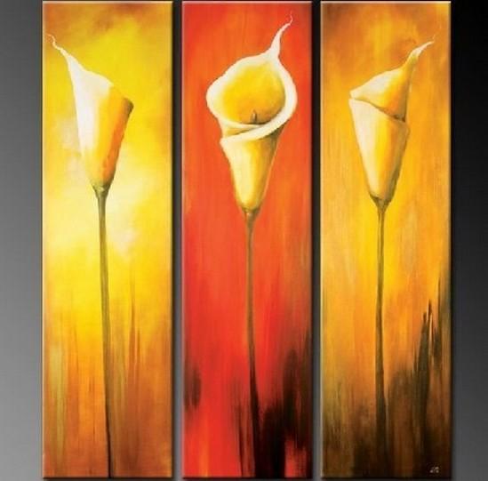 Calla Lily Art, Abstract Flower Painting, Flower Canvas Painting, Bedroom Wall Art Paintings, 3 Piece Wall Art, Dining Room Canvas Art Ideas-artworkcanvas