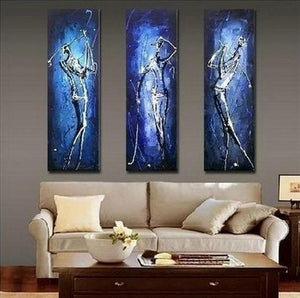 3 Piece Wall Art Painting, Golf Player Painting, Sports Abstract Painting, Bedroom Abstract Painting, Acrylic Canvas Painting for Sale-artworkcanvas