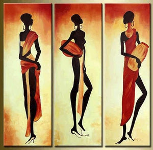 Canvas Painting, Wall Painting, African Woman Painting, Abstract Painting, Acrylic Art, 3 Piece Wall Art, Canvas Art-artworkcanvas