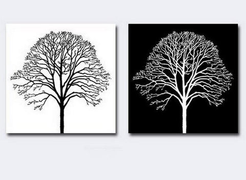 Canvas Painting, Black and White Art, Abstract Painting, Wall Hanging, Tree of Life Art Painting-artworkcanvas