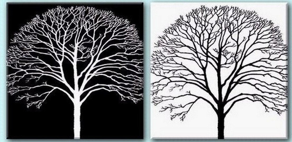 Tree Painting, Black and White Art, Abstract Art, Abstract Painting, Wall Art, Wall Hanging, Dining Room Wall Art, Modern Art, Hand Painted Art-artworkcanvas