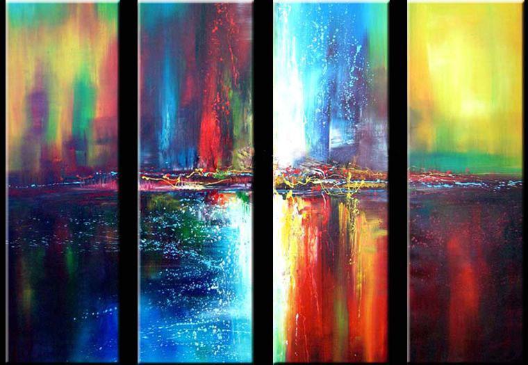 Abstract Wall Art Paintings, Ready to Hang Painting, Modern Wall Art Ideas, Living Room Canvas Painting, Abstract Painting on Canvas, 4 Piece Wall Art-artworkcanvas