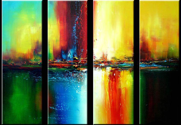 Abstract Wall Art Paintings, Ready to Hang Painting, Modern Wall Art Ideas for Dining Room, Large Canvas Paintings, 4 Piece Wall Art Paintings-artworkcanvas