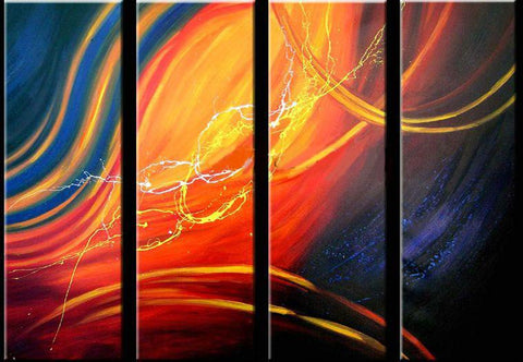 Colorful Lines Painting, Simple Modern Art, Abstract Wall Paintings, Modern Wall Art Paintings for Living Room, 4 Piece Wall Art Ideas-artworkcanvas