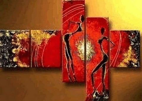 Red Abstract Art, Canvas Painting, Huge Wall Art, Acrylic Art, 5 Piece Wall Painting, Canvas Painting, Hand Painted Art, Group Painting-artworkcanvas