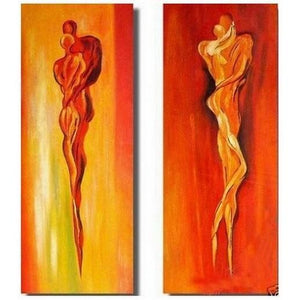 Contemporary Art, Abstract Art of Love, Bedroom Wall Decor, Art on Canvas, Lovers Painting-artworkcanvas