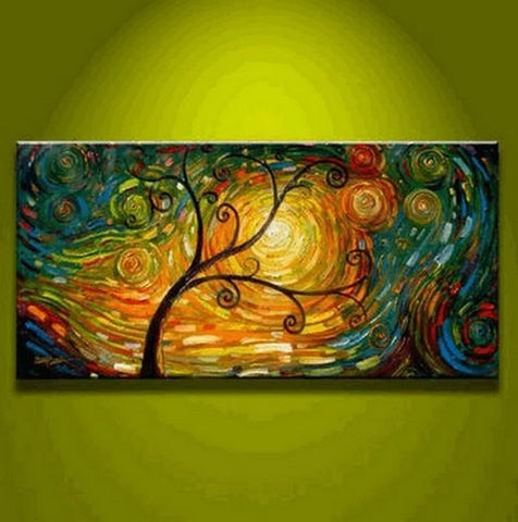 Contemporary Art, Abstract Art, Tree of Life Painting, Abstract Art Painting, Living Room Wall Art, Canvas Art-artworkcanvas