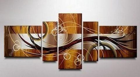 Abstract Lines Art, Canvas Art Painting, Huge Wall Art, Acrylic Art, 5 Piece Wall Painting, Canvas Painting, Hand Painted Art-artworkcanvas