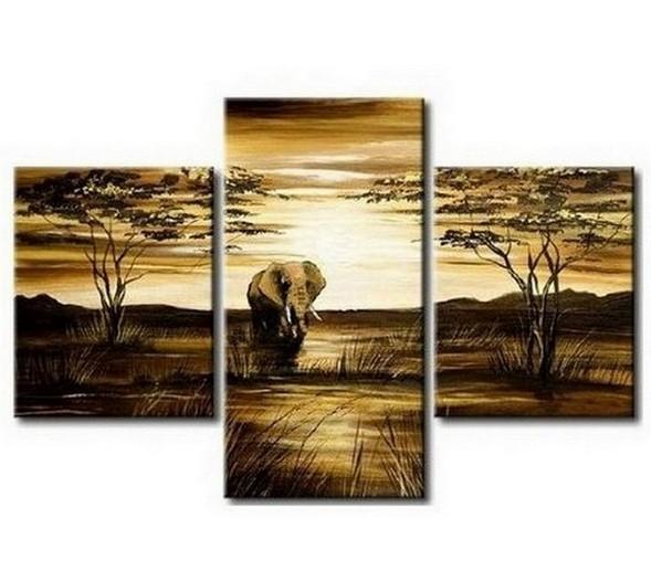 Canvas Art, Home Art Decor, African Art Painting, Dining Room Wall Art, Art on Canvas, Modern Art, Landscape Painting-artworkcanvas