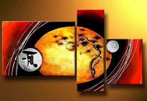 3 Piece Canvas Painting, Tree of Life Painting, Hand Painted Wall Art