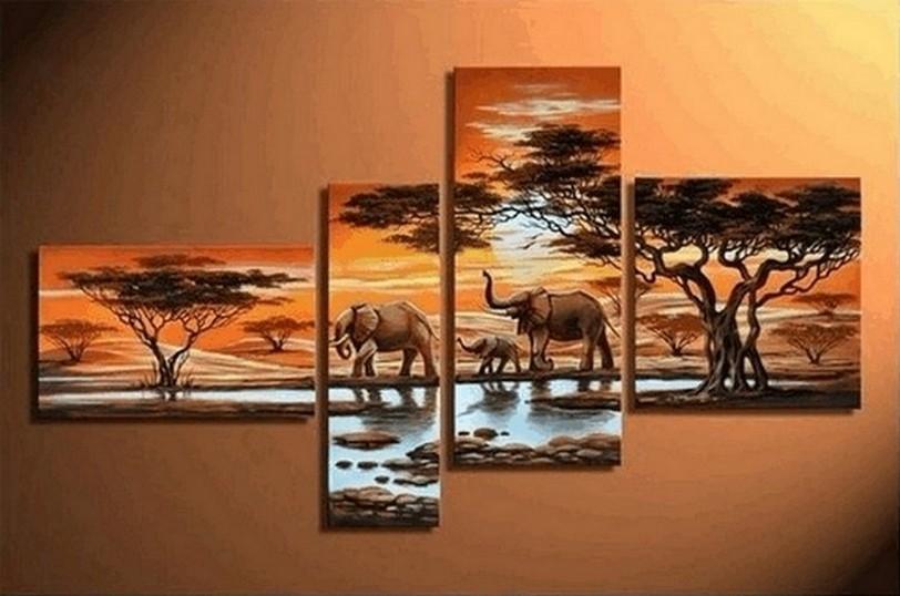 African Painting Sunset Animal Painting, African Painting, Living Room Wall Art, Modern Art, Contemporary Art, Modern Art-artworkcanvas