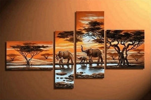 African Painting Sunset Animal Painting, African Painting, Living Room Wall Art, Modern Art, Contemporary Art, Modern Art-artworkcanvas