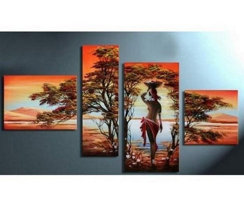 African Girl Painting, Hand Painted Canvas Art, Acrylic Painting on Canvas, African Canvas Painting, Living Room Wall Art Paintings-artworkcanvas