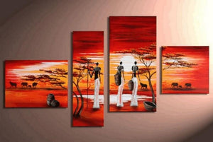 Contemporary Art for Sale, Art on Canvas, African Woman Painting, Extra Large Painting, 5 Piece Canvas Wall Art-artworkcanvas