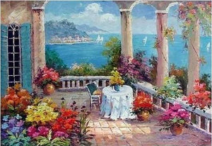 Mediterranean Sea Painting, Heavy Texture Art, Large Painting, Bedroom Wall Art, Oil Painting, Seascape, Spain Summer Resort-artworkcanvas