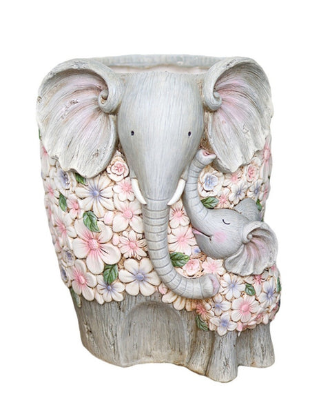 Resin Statue for Garden, Modern Garden Flower Pot, Unique Animal Statue for Garden Ornaments, Beautiful Elephant Flowerpot, Villa Outdoor Decor Gardening Ideas-artworkcanvas