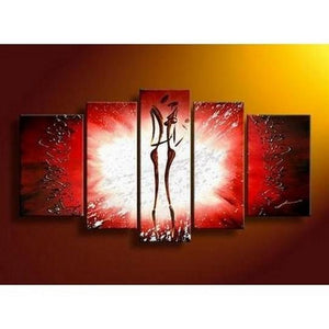 Canvas Art, 5 Panel Canvas Art, Abstract Art of Love, Canvas Painting, Wall Art, Lovers Painting-artworkcanvas