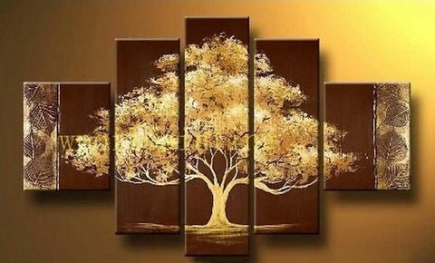 Simple Modern Art, Tree of Life Painting, Acrylic Abstract Painting, 5 Piece Canvas Painting, Acrylic Painting for Bedroom-artworkcanvas