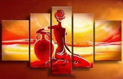 African Canvas Paintings, African Girl Painting, Sunset Painting, Canvas Painting for Living Room, African Woman Painting, Buy Art Online-artworkcanvas