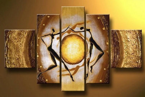 Canvas Painting, Wall Art, Modern Art, Canvas Art, 5 Piece Canvas Art, Dancing Figure Painting, Abstract Painting-artworkcanvas