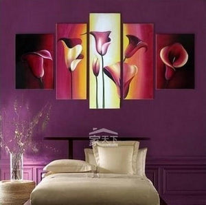Abstract Flower Painting, Calla Lily Painting, Acrylic Flower Art, Canvas Painting for Dining Room, Abstract Painting, 5 Piece Wall Art Paintings-artworkcanvas