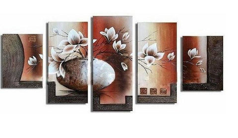 Flower in Vase Painting, Abstract Art, Abstract Painting, Large Canvas Art, Heavy Texture Art, Flower Art, Canvas Painting, 5 Piece Wall Art, Modern Art, Acrylic Art-artworkcanvas